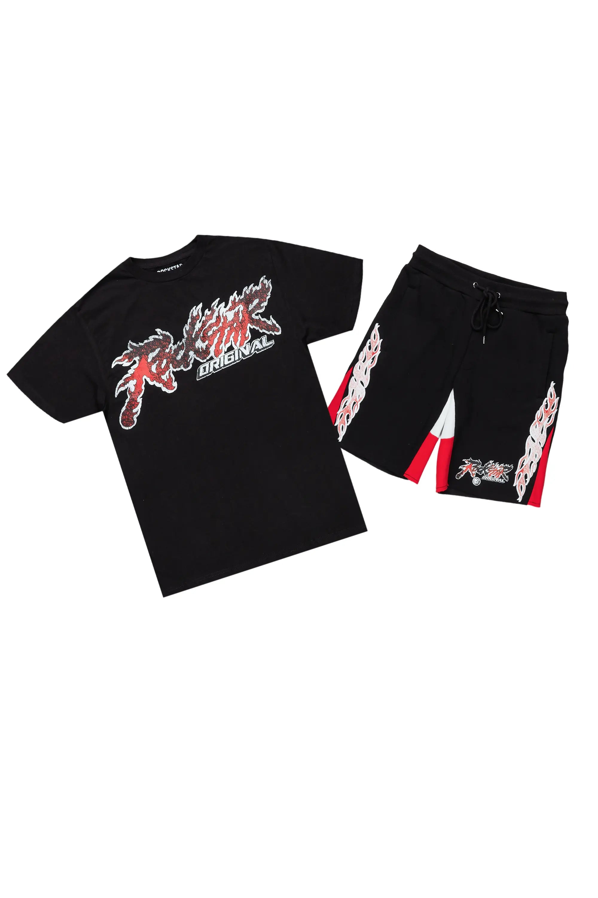 Yash Black T-Shirt Short Set