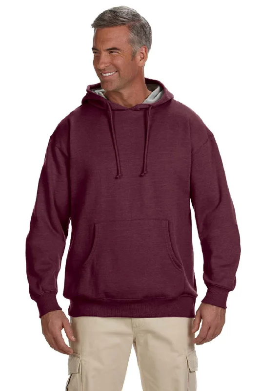 Econscious Mens Heathered Fleece Hooded Sweatshirt Hoodie w/ Pouch Pocket - Berry