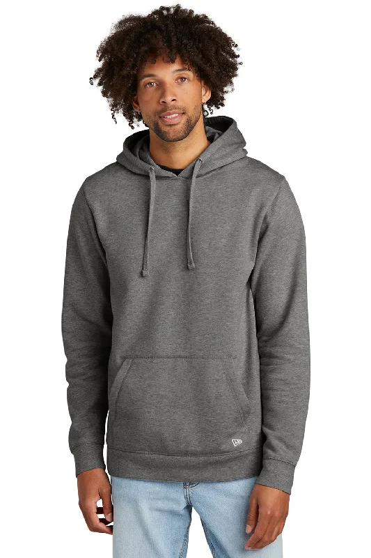 New Era Mens Comeback Fleece Hooded Sweatshirt Hoodie w/ Pouch Pocket - Heather Dark Grey