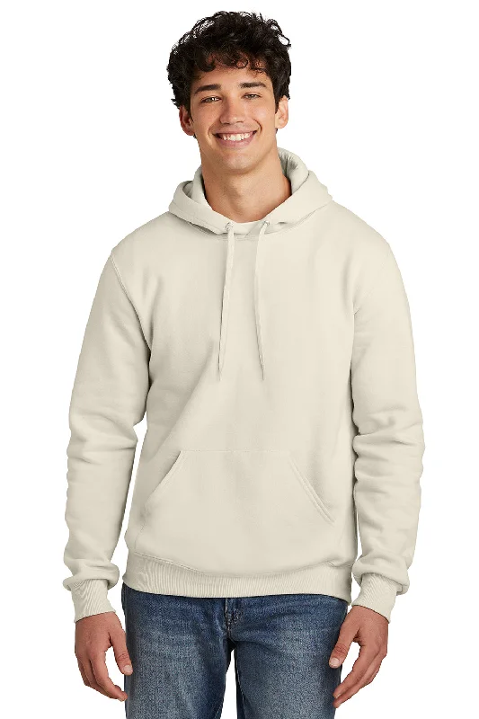 Jerzees Mens Eco Premium Moisture Wicking Hooded Sweatshirt Hoodie w/ Pouch Pocket - Heather Sweet Cream