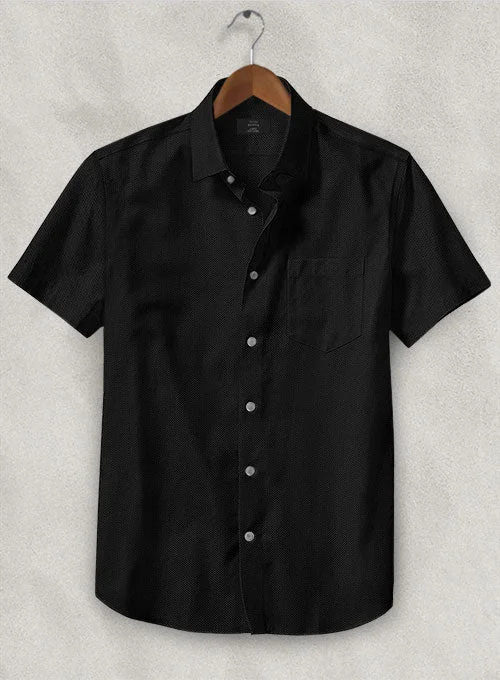 Black Herringbone Cotton Shirt