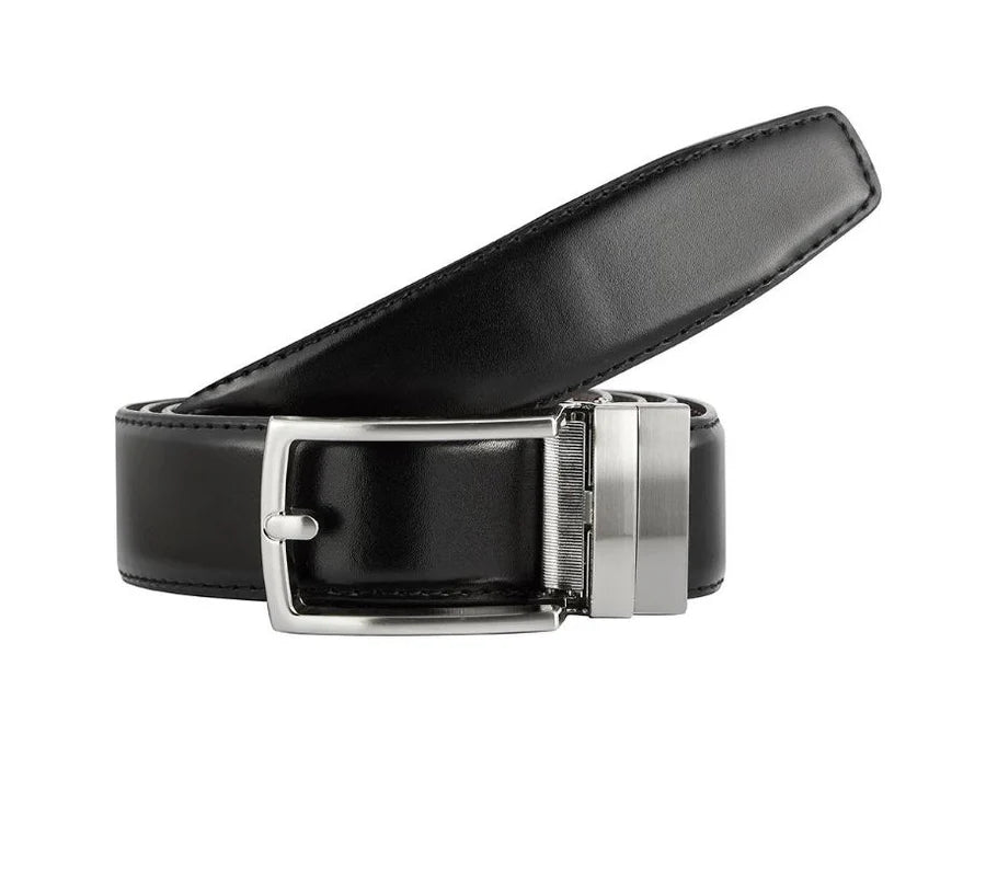 Valentini Full Grain Leather Adjustable Track Belt - Black