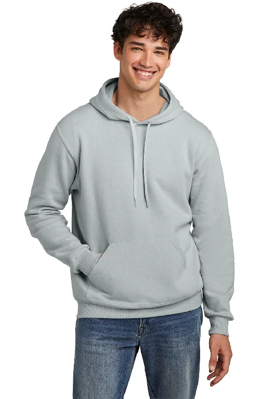 Jerzees Mens Eco Premium Moisture Wicking Hooded Sweatshirt Hoodie w/ Pouch Pocket - Heather Frost Grey