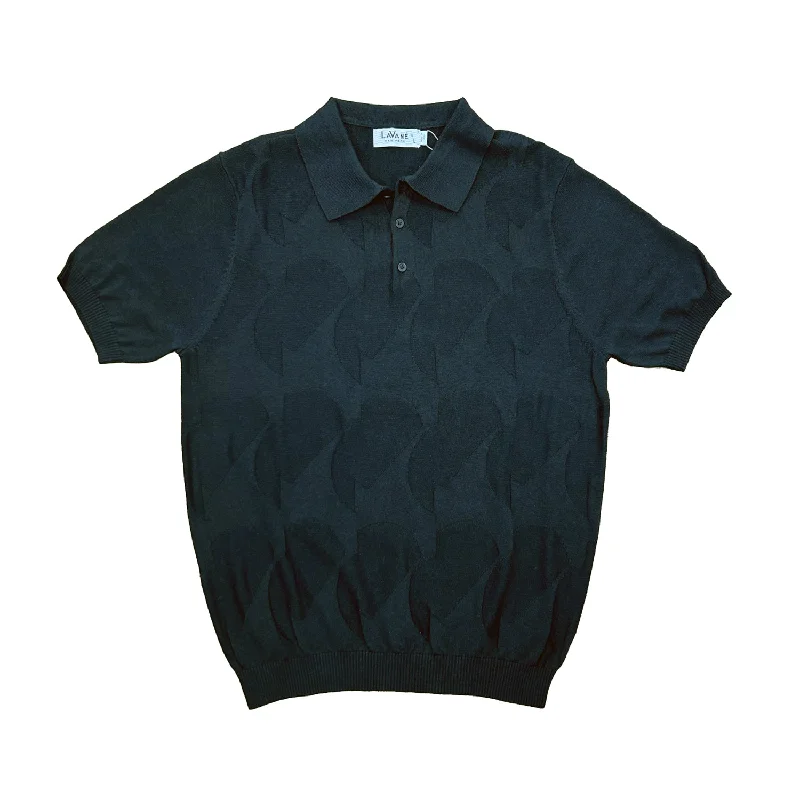 Lavane Short Sleeve Fancy Polo Shirt - Black