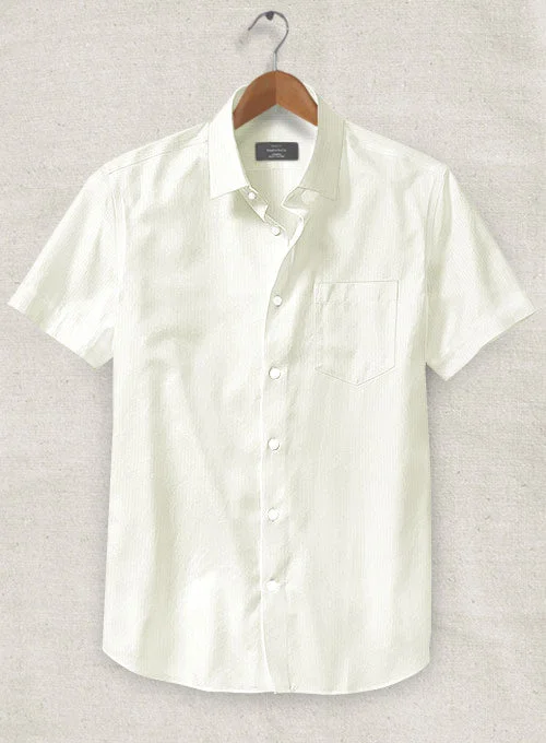 Ivory Herringbone Cotton Shirt