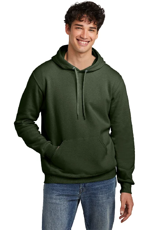 Jerzees Mens Eco Premium Moisture Wicking Hooded Sweatshirt Hoodie w/ Pouch Pocket - Heather Military Green