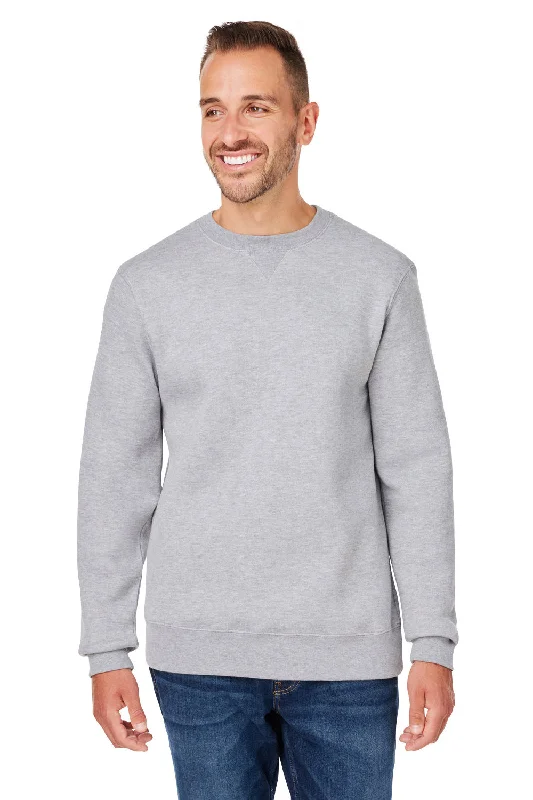 J America Mens Premium Fleece Crewneck Sweatshirt - Oxford Grey