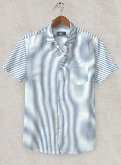 Italian Old Shuttle Loom Blue Stripe Shirt