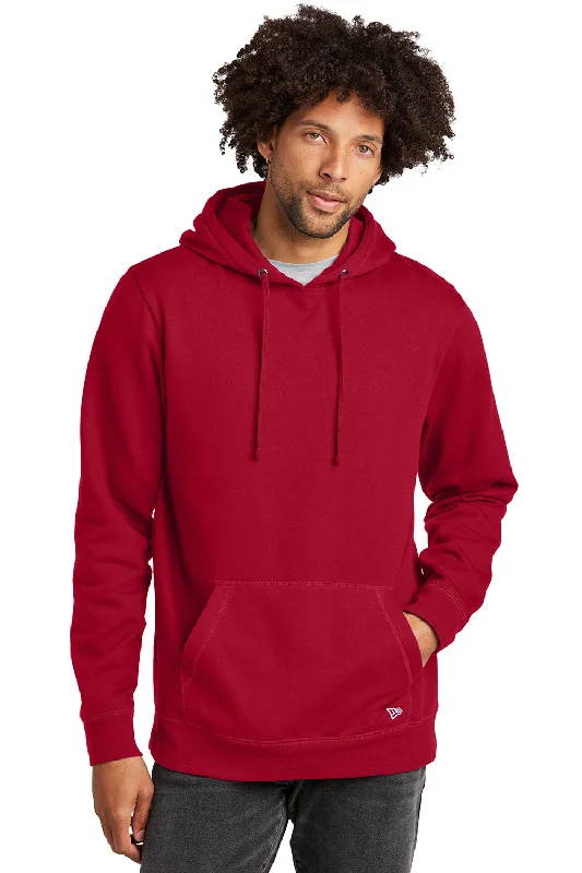 New Era Mens Comeback Fleece Hooded Sweatshirt Hoodie w/ Pouch Pocket - Crimson Red