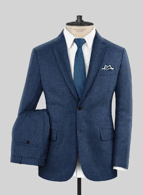 London Loom Indigo Blue Eufemia Wool Silk Linen Suit