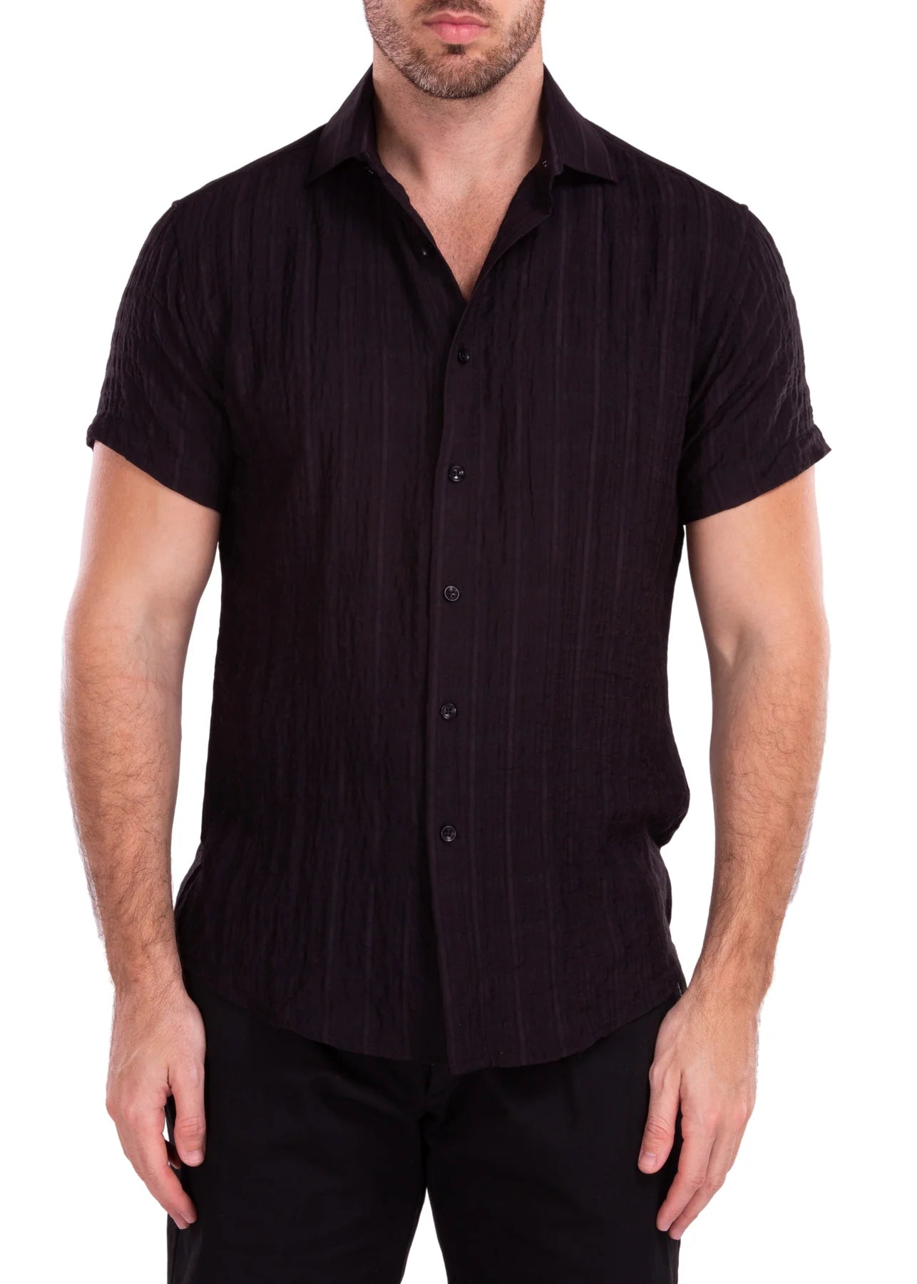 BeSpoke Collection Fancy Print Short Sleeve-Black