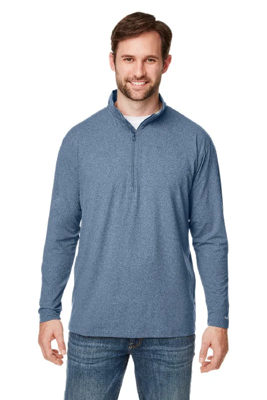 Nautica Mens Saltwater UPF 40+ 1/4 Zip Sweatshirt - Faded Navy Blue