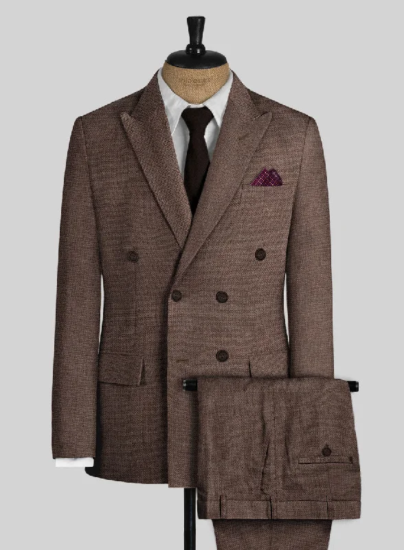 Italian Prato Brown Dobby Linen Suit