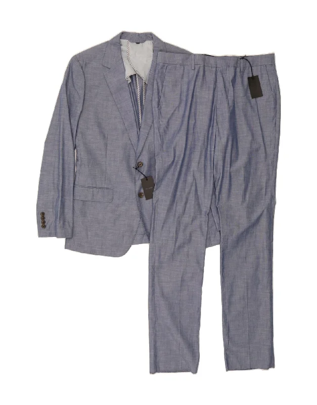 BONOBOS Mens 2 Button 2 Piece Suit UK 44 2XL W36 L38 Blue Cotton