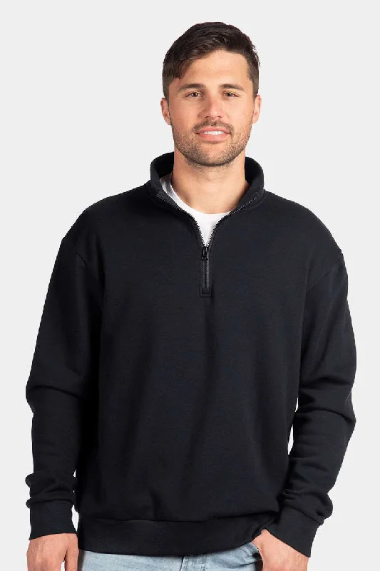 Next Level Mens Fleece 1/4 Zip Sweatshirt - Black