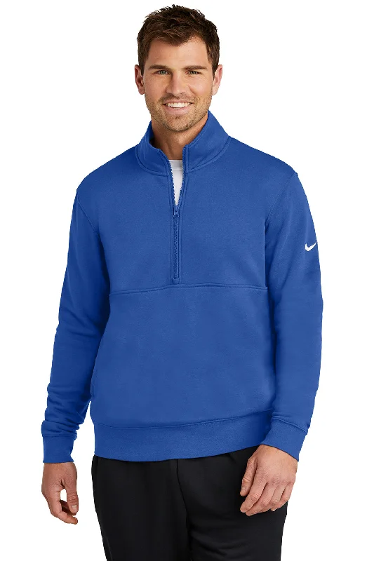 Nike Mens Club Fleece 1/4 Zip Sweatshirt w/ Pockets - Game Royal Blue