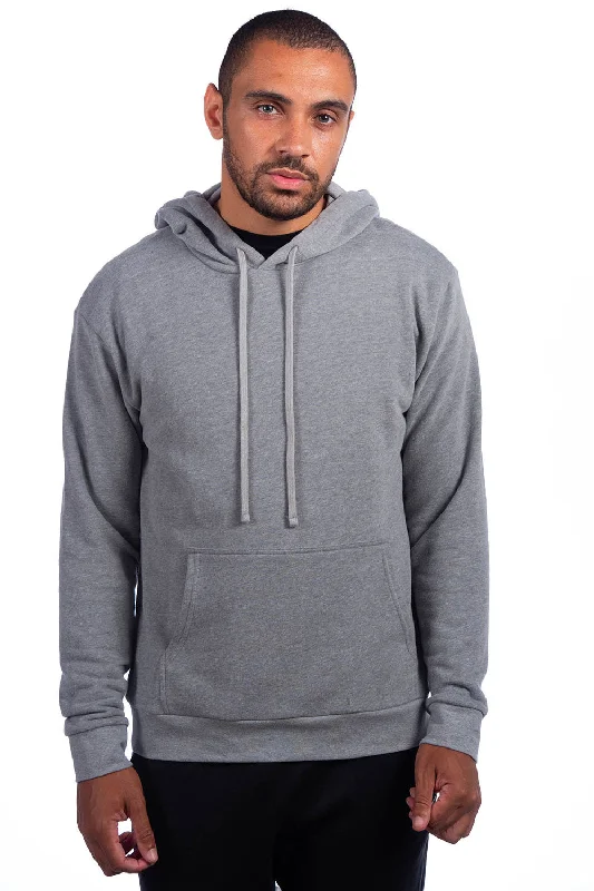 Next Level Mens Sueded French Terry Hooded Sweatshirt Hoodie w/ Pouch Pocket - Heather Grey