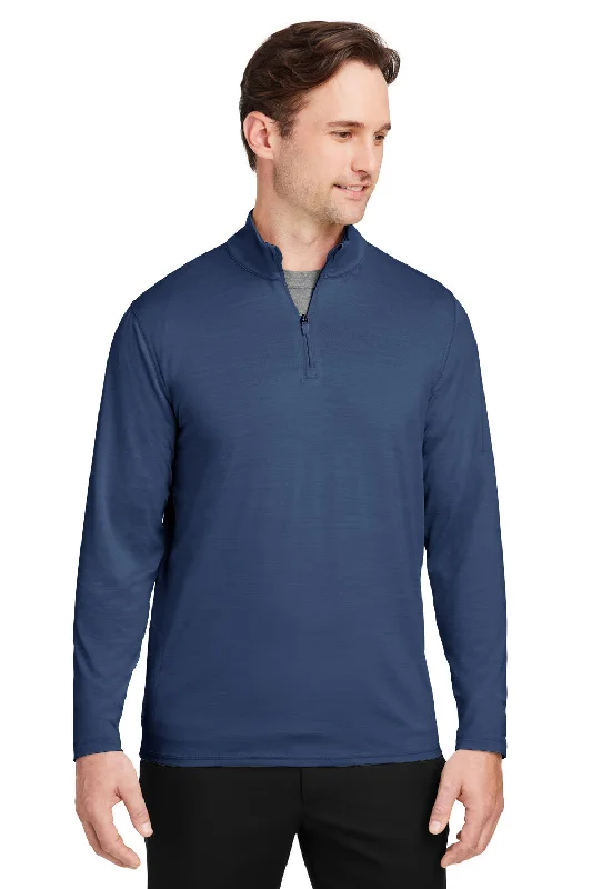 Puma Mens Cloudspun Moisture Wicking 1/4 Zip Sweatshirt - Heather Navy Blue