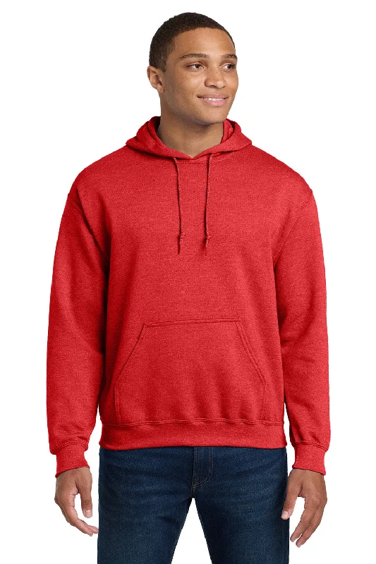 Gildan Mens Pill Resistant Hooded Sweatshirt Hoodie w/ Pouch Pocket - Heather Scarlet Red