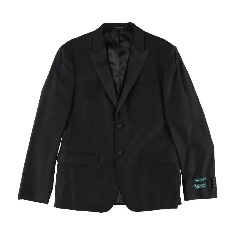 Ralph Lauren Mens Classic-Fit Black Paisley Two Button Blazer Jacket