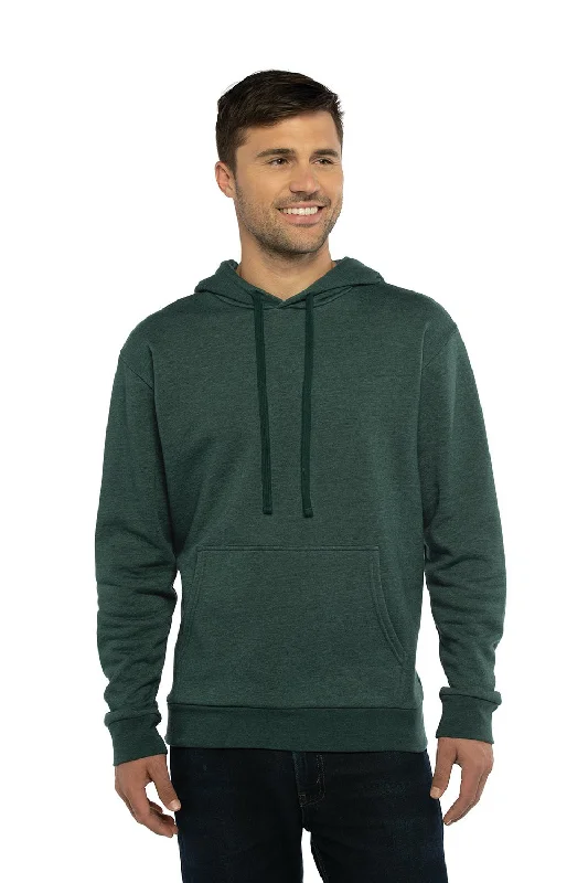 Next Level Mens Malibu Hooded Sweatshirt Hoodie w/ Pouch Pocket - Heather Forest Green