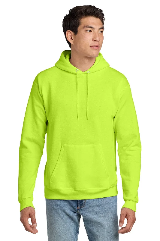 Hanes Mens EcoSmart Print Pro XP Pill Resistant Hooded Sweatshirt Hoodie w/ Pouch Pocket - Safety Green