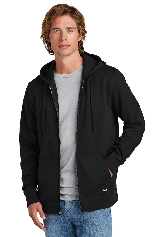 New Era Mens Comeback Fleece Full Zip Hooded Sweatshirt Hoodie w/ Pockets - Black