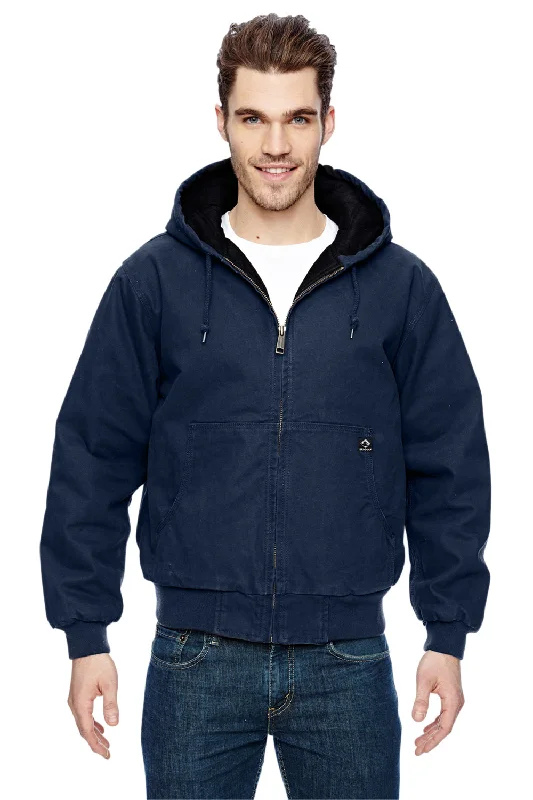 Dri Duck Mens Cheyenne Full Zip Hooded Sweatshirt Hoodie w/ Pockets - Navy Blue