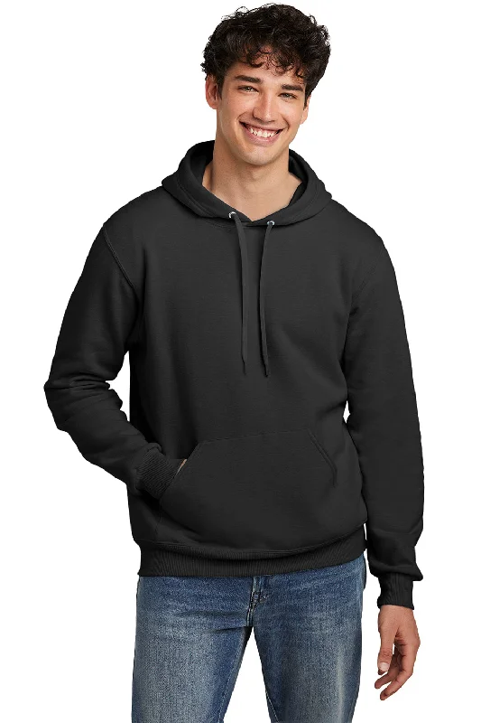 Jerzees Mens Eco Premium Moisture Wicking Hooded Sweatshirt Hoodie w/ Pouch Pocket - Heather Ink Black