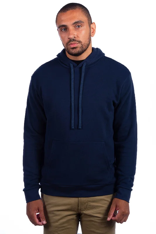 Next Level Mens Sueded French Terry Hooded Sweatshirt Hoodie w/ Pouch Pocket - Midnight Navy Blue