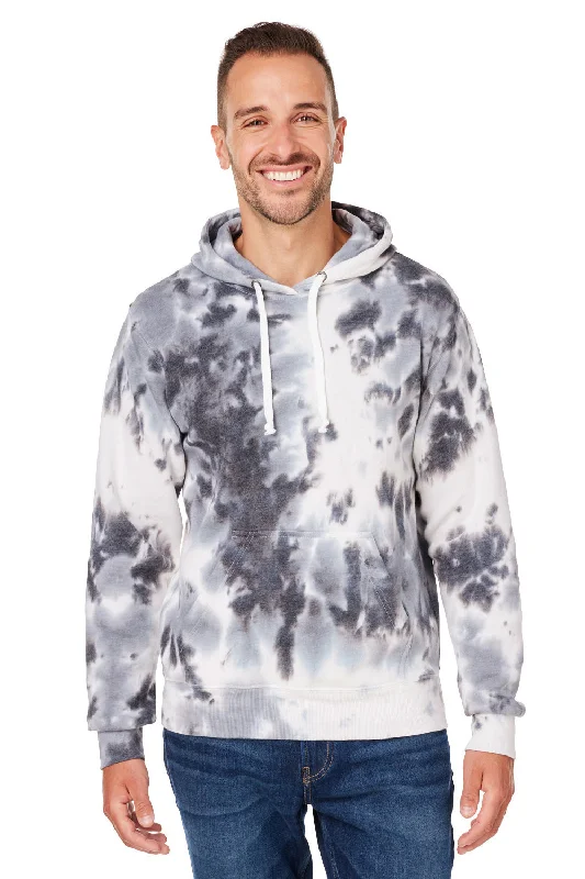 J America Mens Tie-Dye Hooded Sweatshirt Hoodie w/ Pouch Pocket - Black