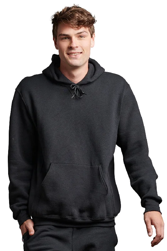 Russell Athletic Mens Dri-Power Moisture Wicking Hooded Sweatshirt Hoodie w/ Pouch Pocket - Black