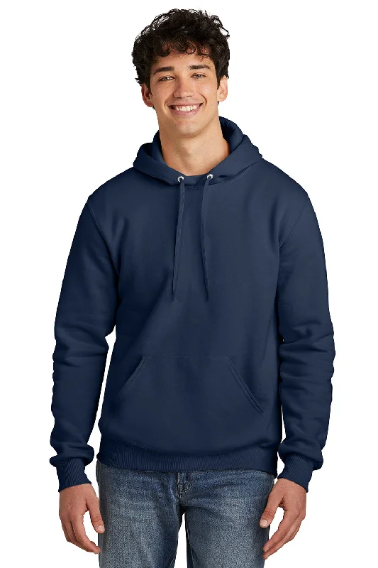 Jerzees Mens Eco Premium Moisture Wicking Hooded Sweatshirt Hoodie w/ Pouch Pocket - Navy Blue