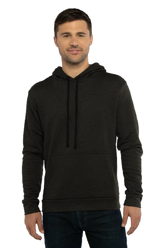 Next Level Mens Malibu Hooded Sweatshirt Hoodie w/ Pouch Pocket - Heather Black