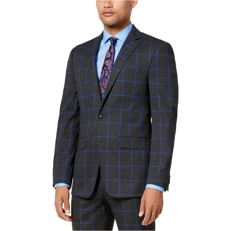 Sean John Mens Windowpane Slim Two Button Blazer Jacket