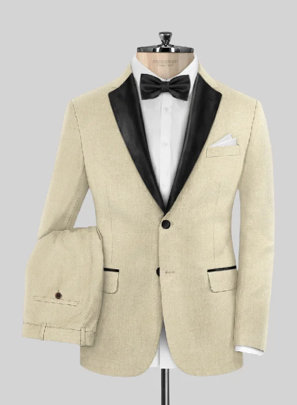 Napolean Light Beige Wool Tuxedo Suit