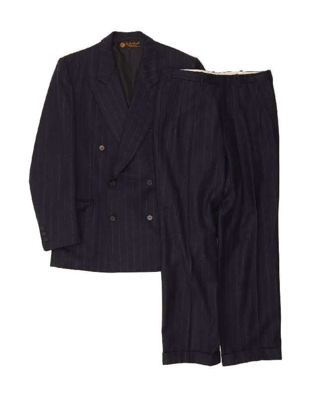 LORO PIANA Mens 2 Piece Suit UK 38 Medium W32 L31 Navy Blue Pinstripe