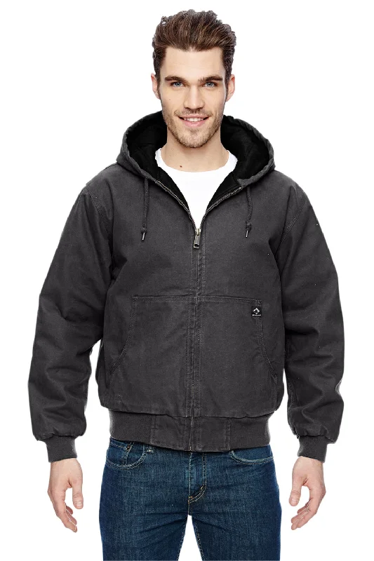 Dri Duck Mens Cheyenne Full Zip Hooded Sweatshirt Hoodie w/ Pockets - Charcoal Grey