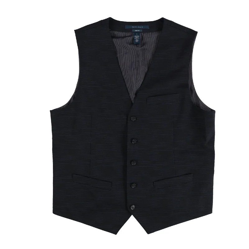 Perry Ellis Mens St Printed Five Button Vest, Blue, Medium