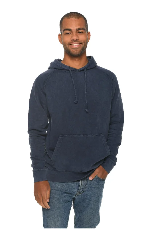 Lane Seven Mens Vintage Raglan Hooded Sweatshirt Hoodie w/ Pouch Pocket - Vintage Denim Blue