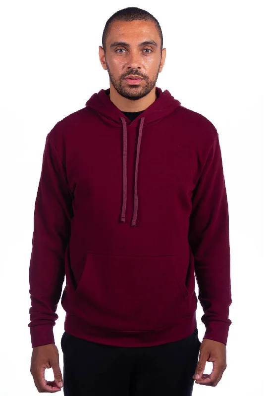 Next Level Mens Sueded French Terry Hooded Sweatshirt Hoodie w/ Pouch Pocket - Maroon