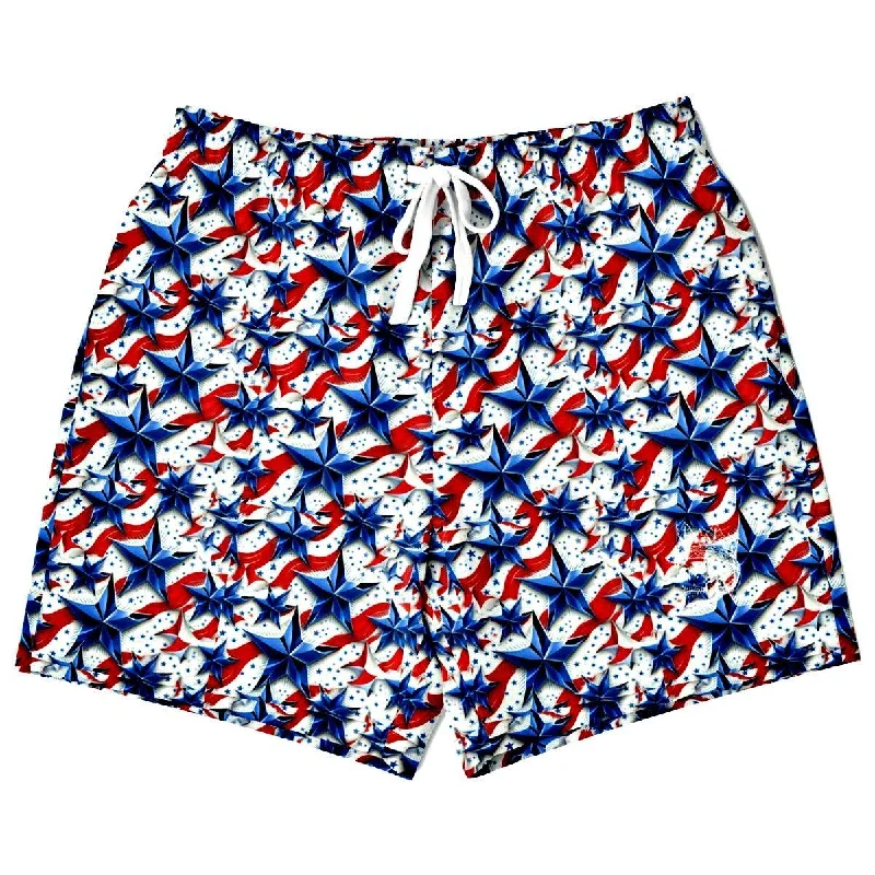 Patriotic Mid-thigh Cut Athletic Shorts