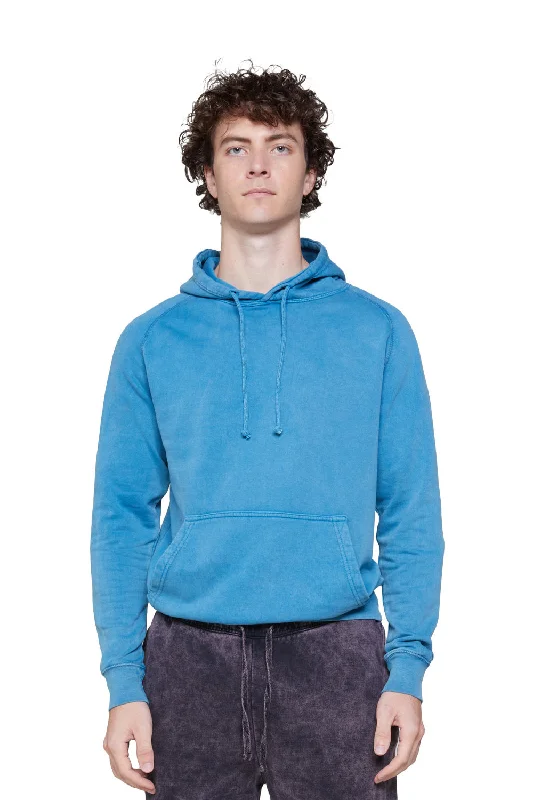 Lane Seven Mens Vintage Raglan Hooded Sweatshirt Hoodie w/ Pouch Pocket - Vintage Lake Blue