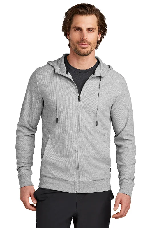 Ogio Mens Revive Full Zip Hooded Sweatshirt Hoodie w/ Pockets - Heather Light Grey