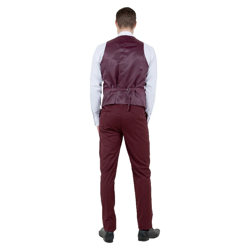 Fashion Pants Men's Slim-Fit 3pc Solid Suit Set, Burgundy