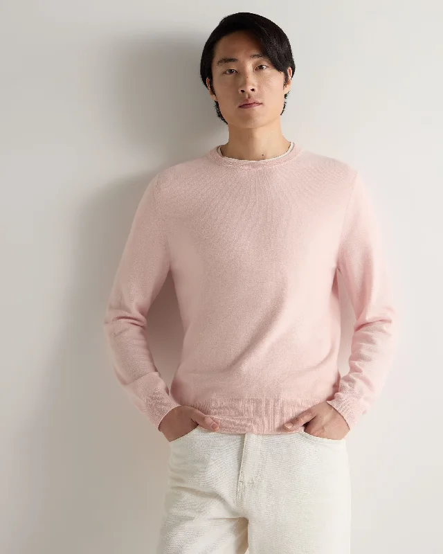 Men's Oxford Round Neck Cashmere Sweater Blossom Pink