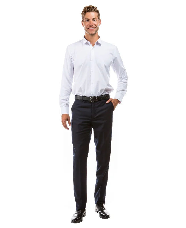 Mens Dress Pants Slim Fit UNHEMMED, Navy Blue