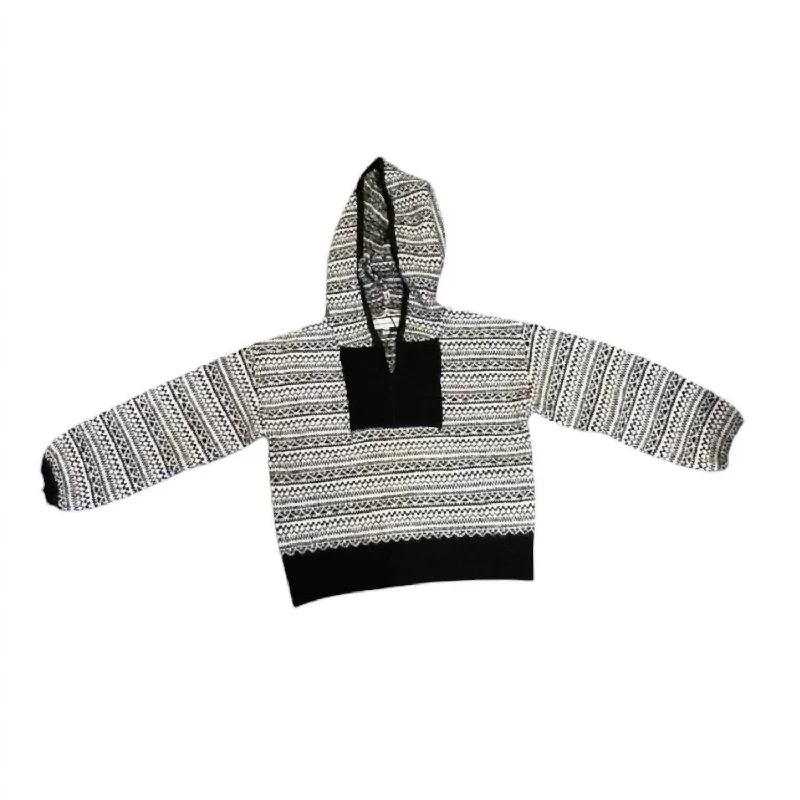 Boy's Fairisle Hoodie In Black & White