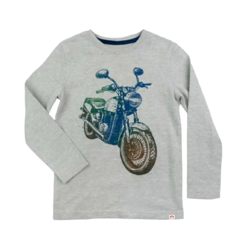 Boy's Graphic Long Sleeve Tee In Heather Mist