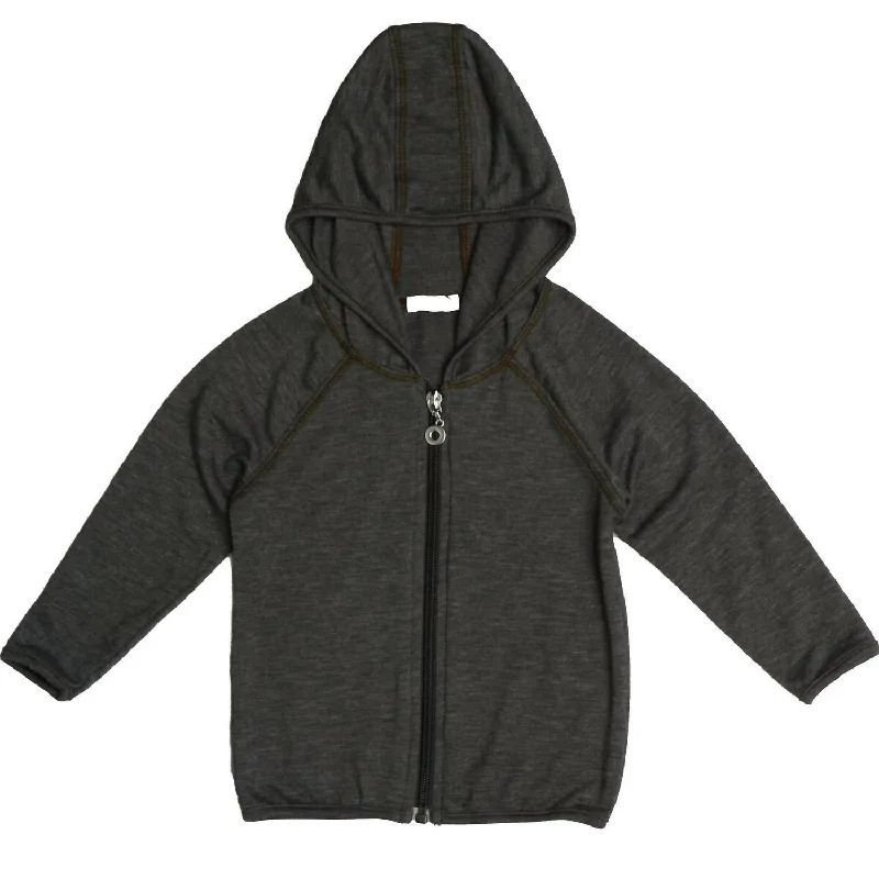 Boy's Long Sleeve Zip Hoodie With Binding Heather In Olive